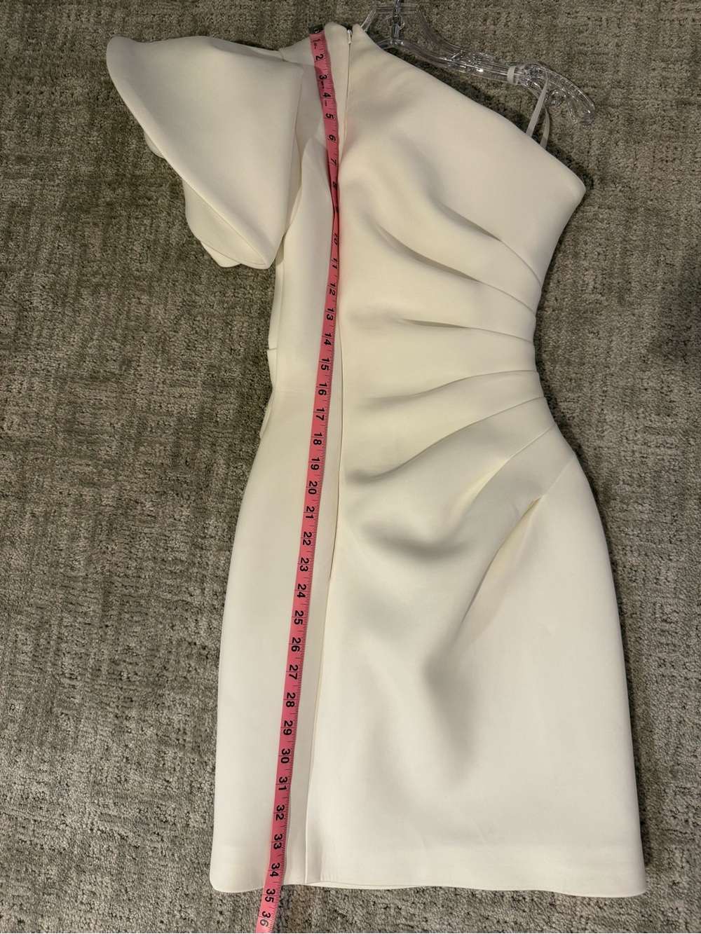 Elegant One-Shoulder Ruffle White Cocktail Dress. - Picture 7 of 8